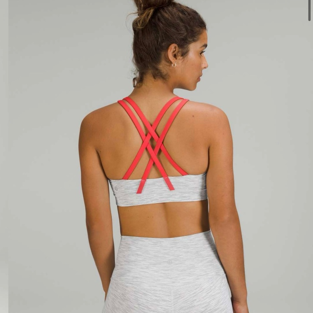 LULULEMON Energy Bra, Grey/Red, Size 4